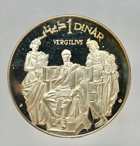 TUNISIA - HABIB BOURGUIBA -AG/ 1 DINAR 1969 PROOF  VERGILIVS - Picture 1 of 2