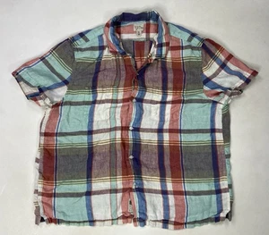 J Crew Baird McNutt Irish Linen Plaid Shirt Men XL Multicolor Short Sleeve BK868 - Picture 1 of 9