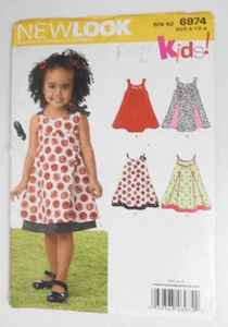 New Look 6974 sewing pattern Girls Summer Dress with layers or godets 6m-4y NEW - Picture 1 of 2