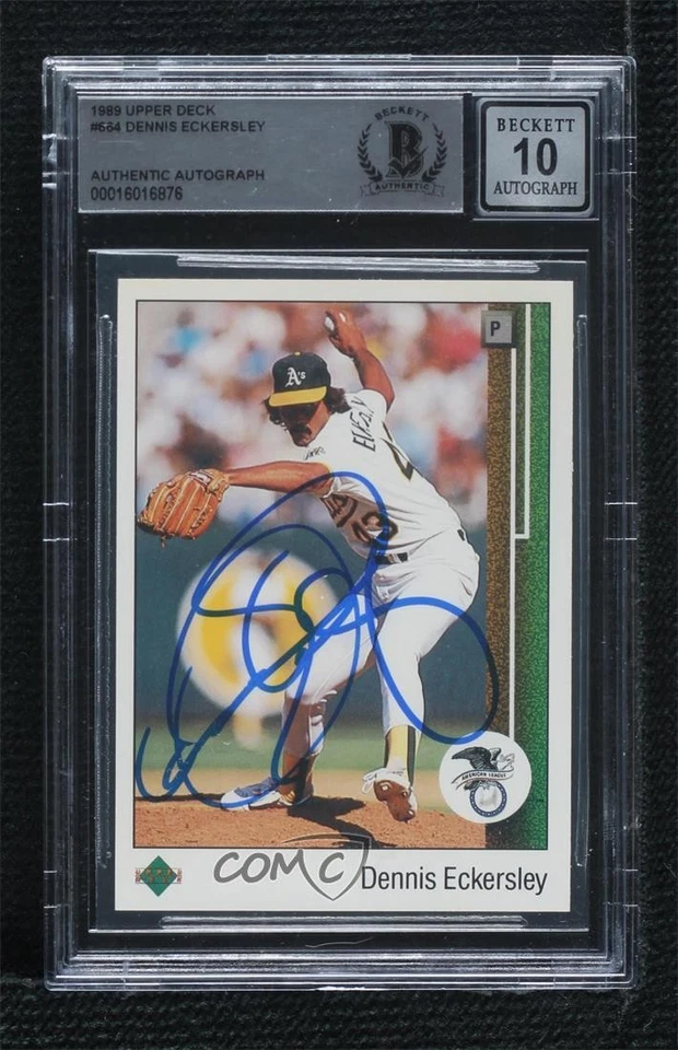 BAS 1989 Upper Deck Award Winners Dennis Eckersley #664 Authentic Auto HOF - Image 1 of 2