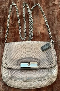 Coach Kristin Crossbody Bag Gray Embossed Python Leather Shoulder Handbag 46369 - Picture 1 of 11