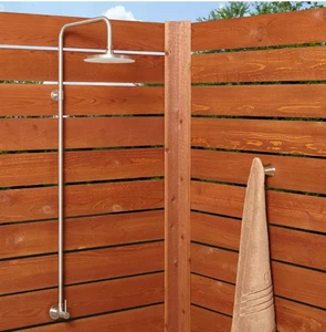 New Stainless Steel Deluxe Outdoor Shower Mixer with Foot Shower by Signature - Picture 1 of 4