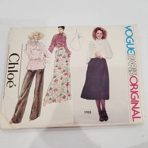 Vogue 1763 Vintage 90s Sewing Pattern Size: 8 CHLOE Pussy Bow Top Skirt Pants - Picture 1 of 7