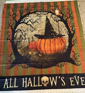 All Hallow's Eve Halloween Cotton Quilt Panel QT Fabrics Pumpkin Skull 37x42 - Picture 1 of 1