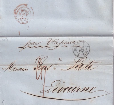 17840-INCOMING MAIL, PREF., FRANCIA, MARSIGLIA X LIVORNO, "PAR VAPEUR", A PATE' - Immagine 1 di 2