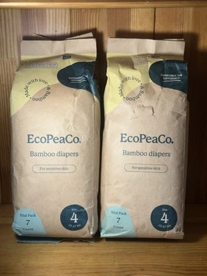 Lote de 2 - EcoPeaCo. Pañales de bambú - 7 unidades cada uno (14 en total) - Talla 4 - NUEVO Foto 1 de 4