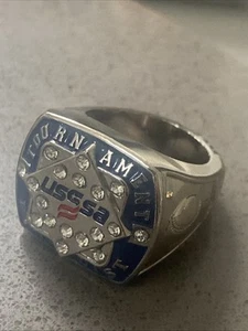 USSAA Tournament Finalist Baseball Ring Silver And Blue Ring Size 8.5 Men’s - Picture 1 of 13