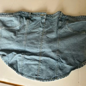 PrettyLittleThing blaues Jeanskorsett Größe 22 neu mit Etikett strukturierte Details - Bild 1 von 7