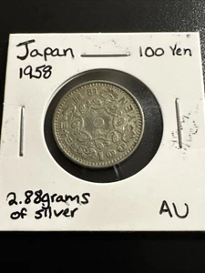 1958 Japan 100 Yen Showa World 2.88 Grams Of Silver RARE WORLD Coin - Bin Silver - Picture 1 of 7