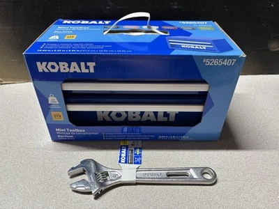 Kobalt Mini 2 Drawer Steel Tool Box BLUE  (5265407) WITH FREE 8” ADJ. WRENCH - Image 1 of 4