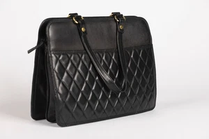 Vintage HOLT RENFREW Classics Black Quilted Purse Shoulder Bag & Strap, Dust Bag - Picture 1 of 10