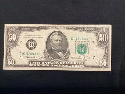 1974 $50 Full Mixed Ladder  Star Note, Cir / G01526437 * - Image 1 of 2