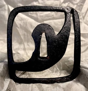 Tsuba Japanese Sword Guard Crescent Moon Engraved Iron Openwork Vintage from JP - Picture 1 of 10