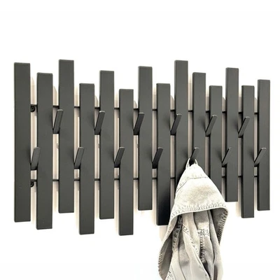 Wandgarderobe Schwarz Metall Modern 96637 Garderobe Wand Haken Garderobenleiste - Bild 1 von 4