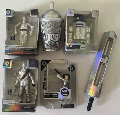 Disney 100 Zuru Mini Marcas Platino Star Wars Millennium R2-D2 Sable Chewbacca Foto 1 de 4