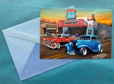 Fathers Day Leanin' Tree Greeting Card Classic Cars vintage - Image 1 of 3