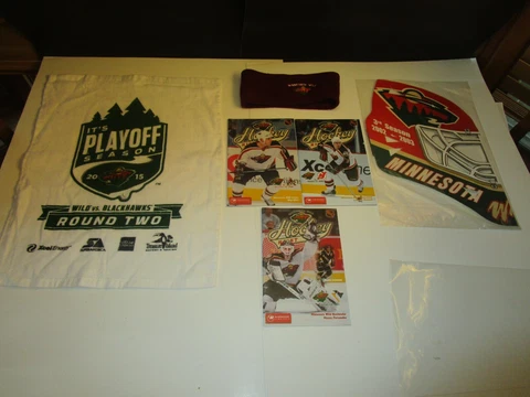 Minnesota Wild  lot # 2       goalie mask  ,towel  + 2000 & 01  programs +   t26 Cover