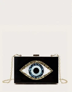 Waterproof,Lightweight, Business Casual Mini Eye Decor Chain Clutch Bag - Picture 1 of 9