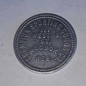 Champion Sporting Goods McCook NE Aluminum Good For Token #326 25 cents - Picture 1 of 2