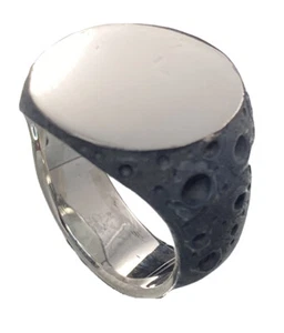 Anillo Sello Luna Plata de Ley 925 Hecho a Mano - Imagen 1 de 6