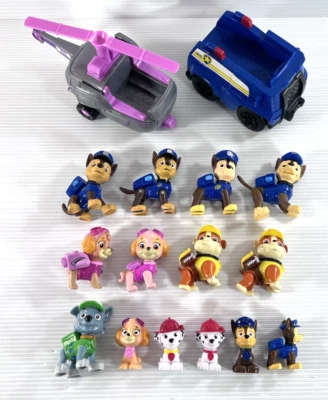 Paw Patrol Mixed Figures Vehicles Lot Toppers Chase Skye Rubble Marshall Rocky - Image 1 of 4