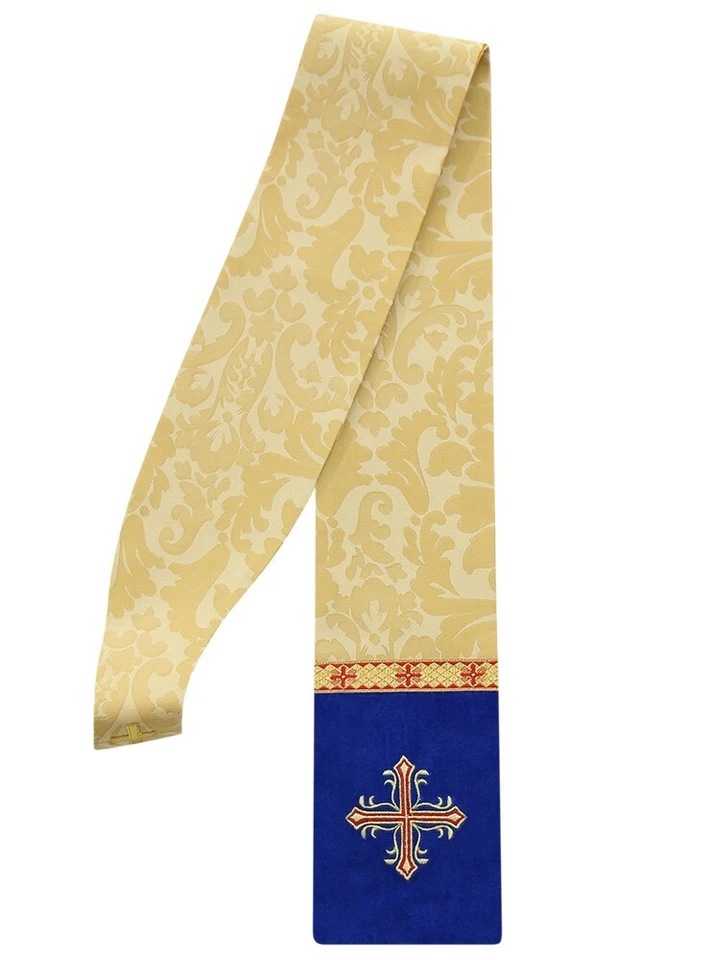 Gold/blue Gothic Clergy Stole Vestment Chasuble Cope Estola Dorada SH784AGN26 - Image 1 of 1