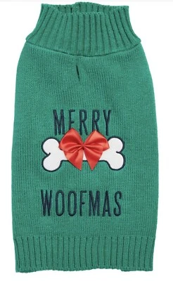 Suéter Duke & Daisy Verde Navidad "Feliz Woofmas" Perro Talla Pequeña 11-13” L Nuevo con Etiquetas Foto 1 de 4