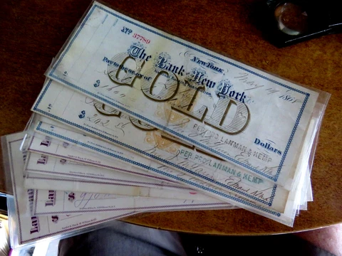 Bank Check 1868 The Bank of New York GOLD Vignettes Cover