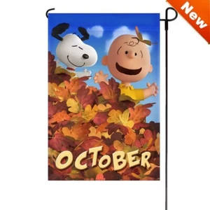 Peanuts Snoopy Small Garden 12" X 18" OCTOBER BIRTHDAY FLAG! Charlie Brown 80232 - Picture 1 of 2