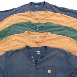 Carhartt Henley Work T-Shirt Tee Lot of 5 Faded Distressed Grunge Workwear SS - Picture 1 of 16