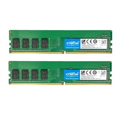 Crucial 32GB 4X8GB DDR4 PC4-21300 2666MHz Desktop Memory DIMM Ram CT8G4DFS8266 - Image 1 of 4