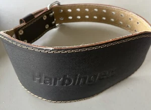 Genuine Harbinger Leather Black Gym Power Weight Lifting Back Belt Size M Medium - Picture 1 of 4