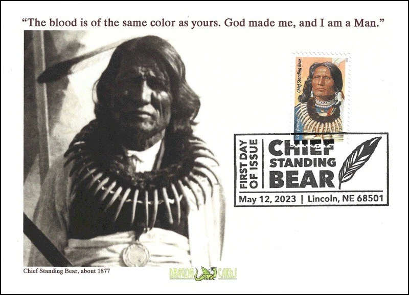 Sc. 5798 Chief Standing Bear Dragon Cards FDC – Pictorial Postmark - Image 1 of 1