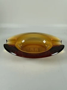 Vintage seltener ovaler Zigarrenaschenbecher ITT Braunglas L = 7 Zoll satte Farbe - Bild 1 von 9