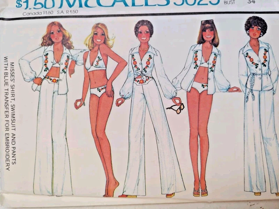 Shirt Swimsuit Bikini Pants Wide Leg 12 McCalls 5025 Sewing Pattern McCall's VTG - Image 1 of 4