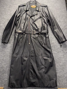 Harley Davidson LEATHER Trench Coat Men’s SZ Large Regular Vintage EUC - Bild 1 von 19