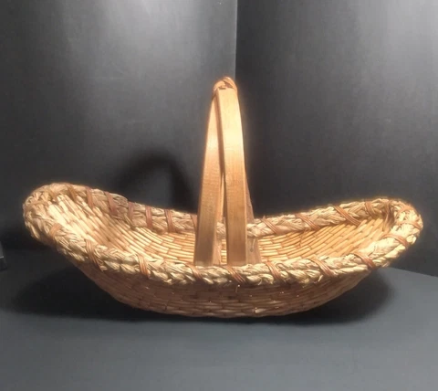 Hand Woven Wicker/Straw/Wood Double Handle Boat Shaped/Banana Utility Basket Cover
