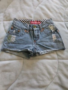 Freestyle Revolution Girl's Denim Distressed, Embroidered, Patched Shorts 10 - Picture 1 of 6