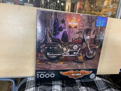 harley davidson motorcylce garage springbok jigsaw puzzle 1000 pieces new & seal - Image 1 of 4