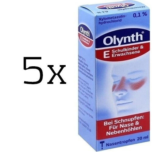 JOHNSON & JOHNSON 5x Olynth 0,1% für Schulkinder und Erwachsene Nasentropfen 20 ml, PZN 02186405