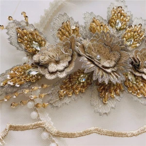 90cm 3D Flower Trim Embroidered Sequins Beaded Lace Ribbon Clothing Sewing DIY - Picture 1 of 17