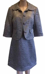 Trina Turk Cocktailkleid und Jacke silber, geprägtes trägerloses Alligatorleder 6 - Bild 1 von 10
