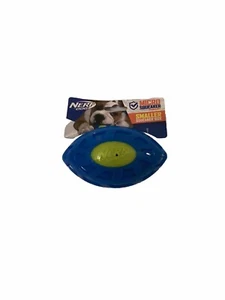 Nerf Dog ~ TPR EXO Micro Squeak Football Ball Blue/Green ~ Dog Toy - Picture 1 of 4