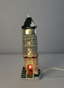 St. Nicholas Square 2008 Bell Clock Tower Christmas 11.5 Tall Village Collection - Picture 1 of 8