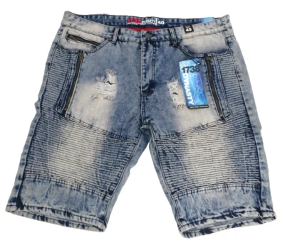 DYNASTY 1738 faded & distressed blue jean shorts 12" inseam men's size 40, NEW - Image 1 of 3