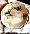 Porcelain Plate Hand Painted Pink Cabbage Rose Floral Sign Grace Pattay 9.5" VTG