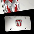 Au-Tomotive Gold Dodge Ram Red Front Stainless Steel License Plate Frame 3D+Cap