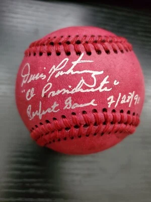 DENNIS MARTINEZ SIGNED RED BASEBALL AUTOGRAPHED AUTO W/ 2 INSCRIPTIONS EXPOS - Image 1 of 4