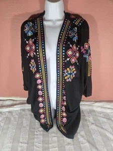 AREA STARS Black Embroidered Nila Cocoon Kimono Rent The Runway One Size OSFM - Picture 1 of 15
