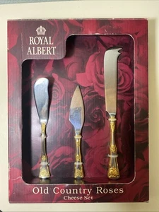 Royal Albert Old Country Roses Cheese Knife Set 3-Piece Gold Plated New Gift Ide - Picture 1 of 10